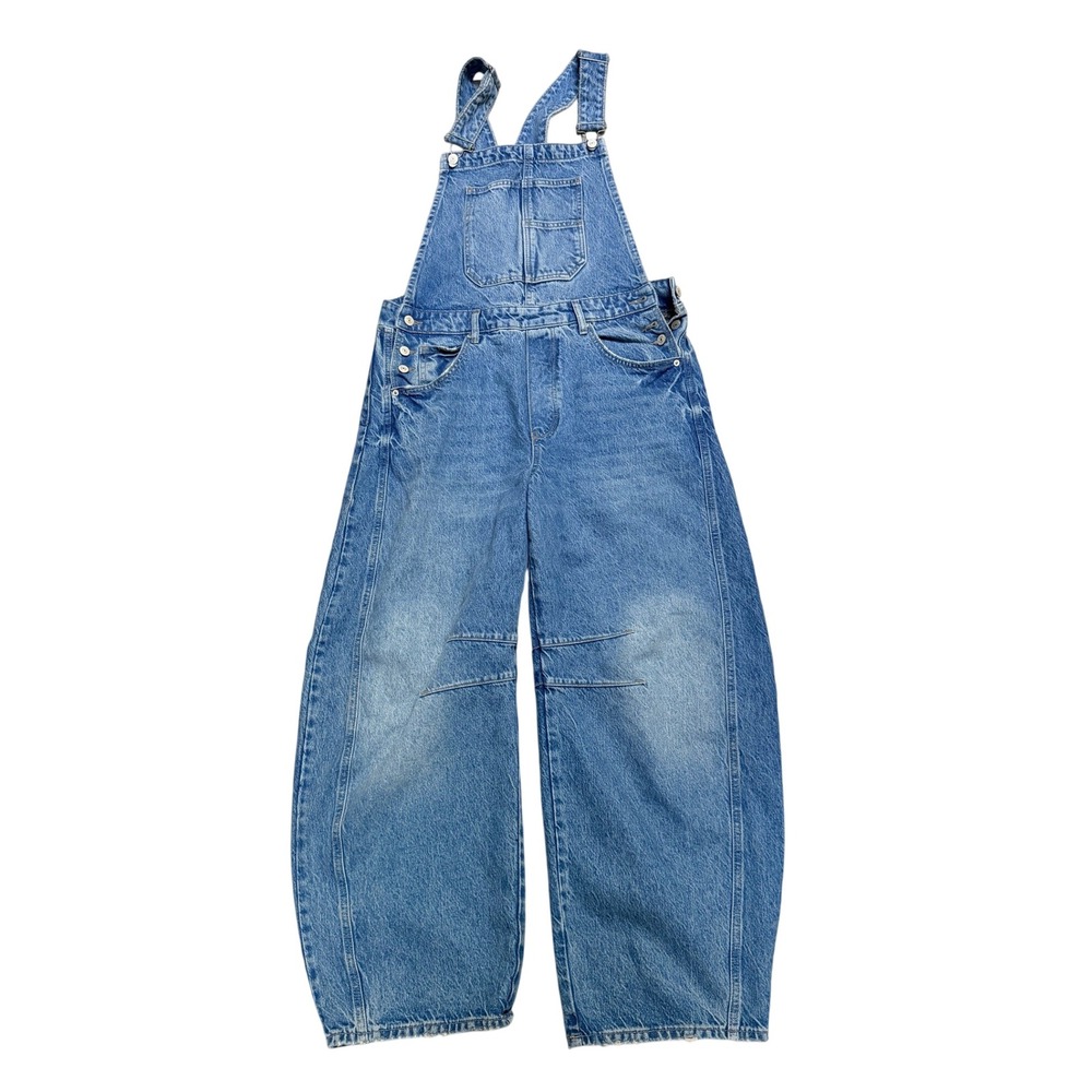 Free People We The Free Good Luck Barrel Overalls Distressed Oversized M Boho